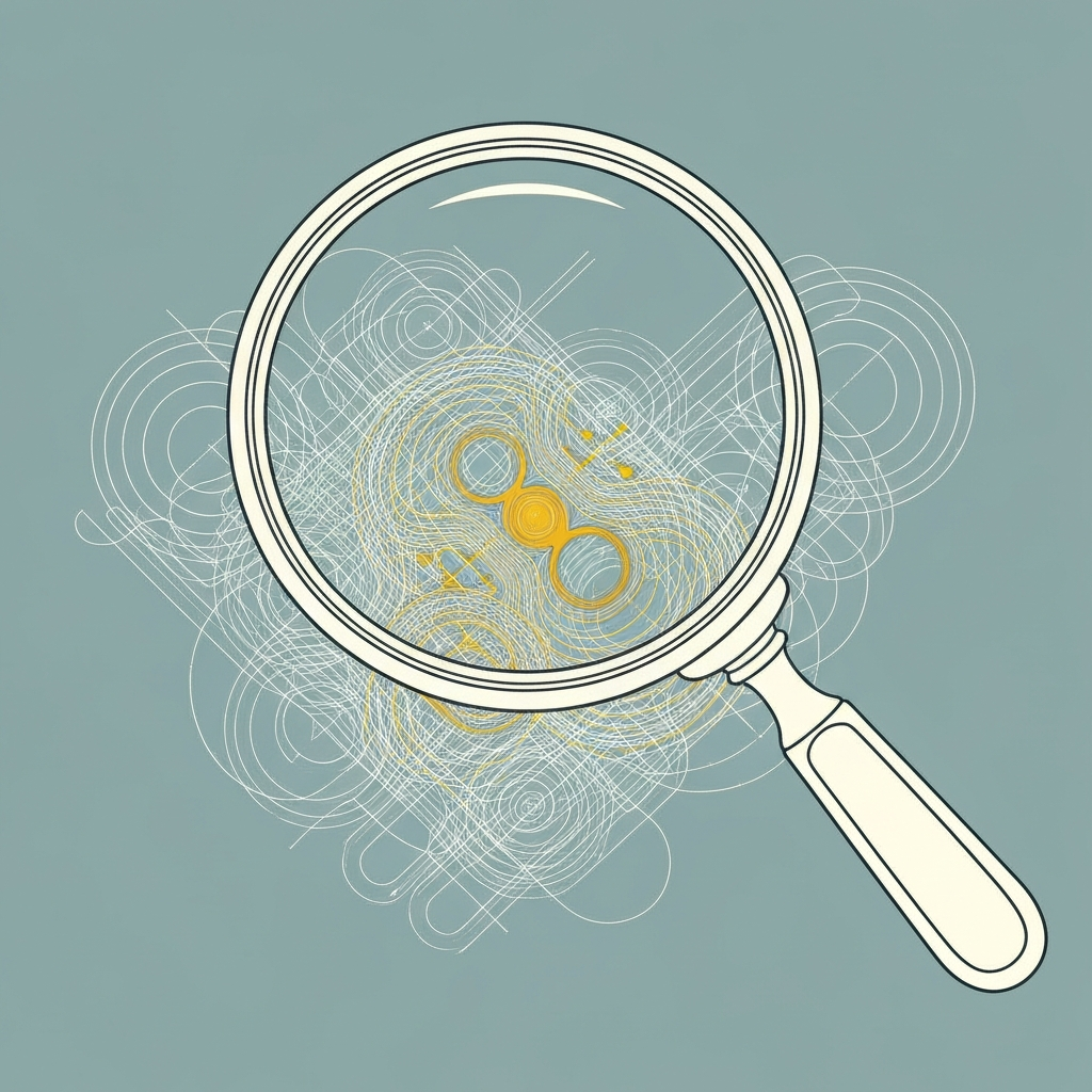 Magnifying glass viewing complex patterns